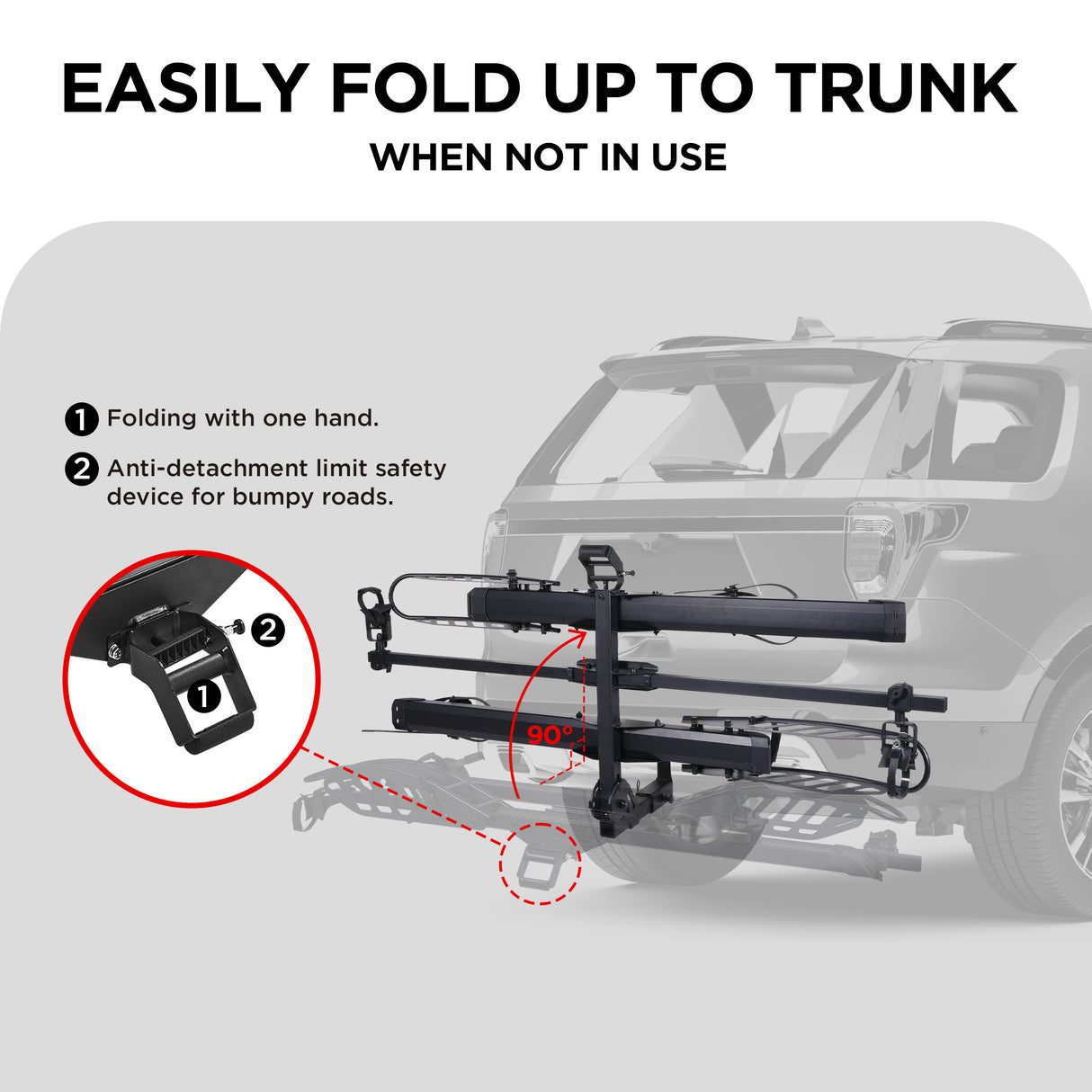 2-Bike Hitch E-Bike Rack, EZ-Fold Electric Bike Carrier for Cars, SUVs, Trucks, Trailers, and RVs