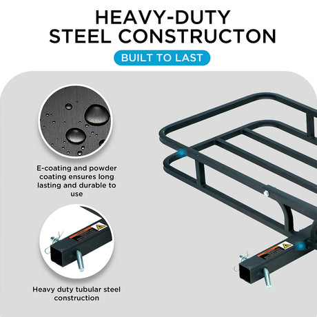 500 LBS Hitch Cargo Carrier, Heavy Duty Steel  Cargo Basket, Fits 2" Receivers,  53.5" x 19.5" x 4", Heat-Resistant, Durable, Easy Assembly