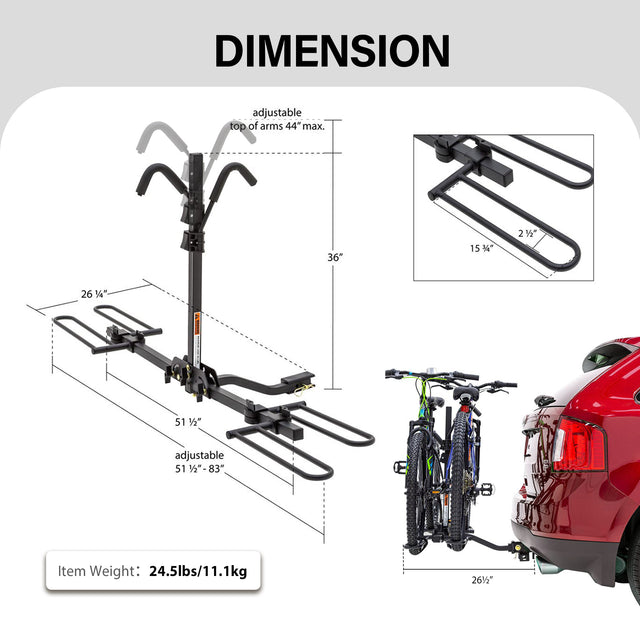 2-Bike Hitch Bike Rack, Knob Folding, 80 LBS Capacity