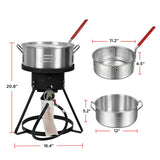 10.5 Qt. Outdoor Camping Fryer with Premium Aluminum Filter Basket and Thermometer for frying fish, wings, and seafood