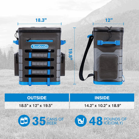 35 Can Portable Soft Cooler, Leakproof Zipper, Leeps Cold up to 72 Hours