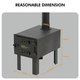 Wood Burning Camp Stove with 6.23ft Chimney, Portable Woodstove, Adjustable Ventilation, for Outdoor Camping and Hunting