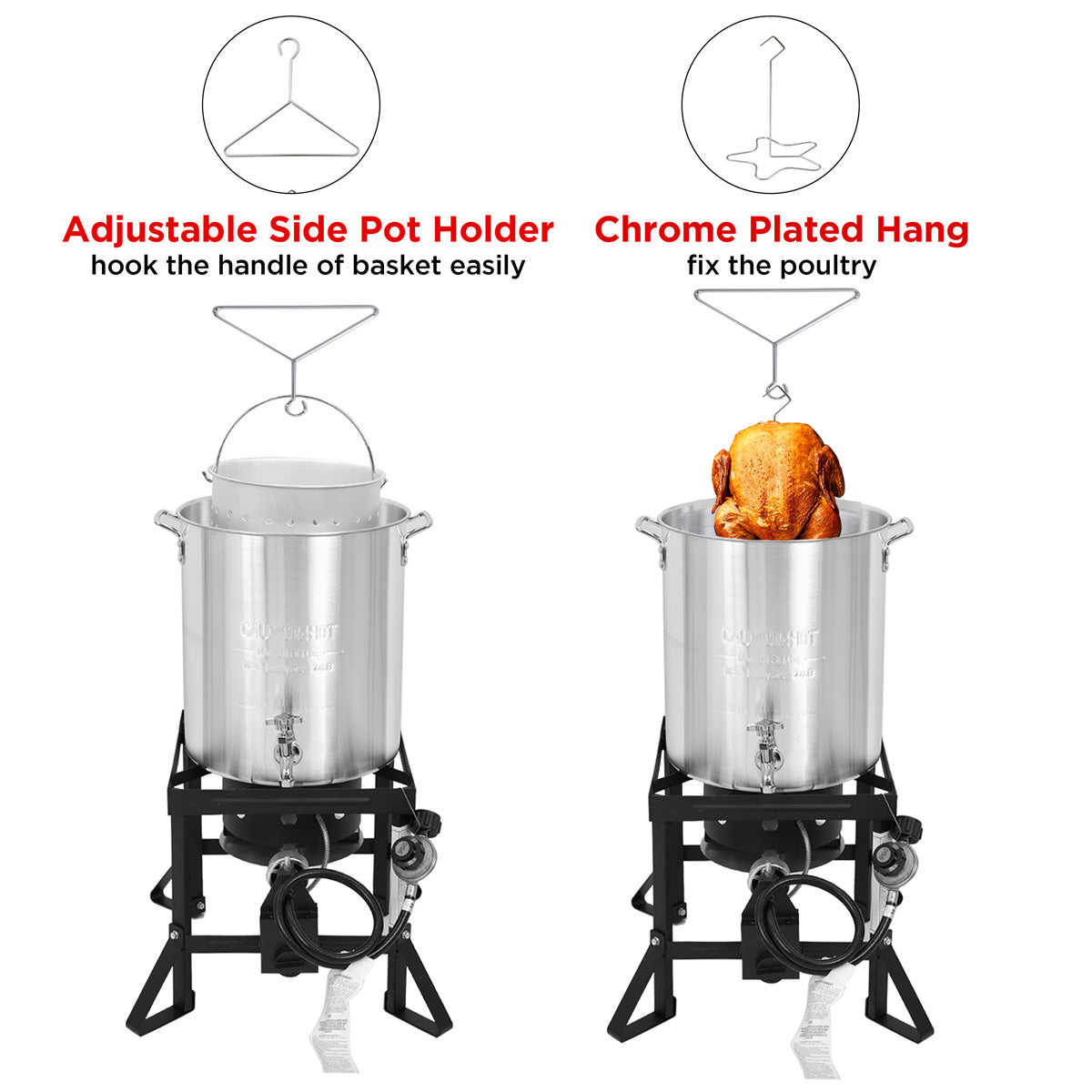 36 Qt. Turkey Deep Fryer Pot, Outdoor Turkey Boiler With Drain Spout & Propane Burner