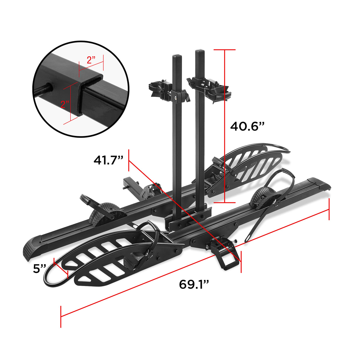 2-Bike Hitch E-Bike Rack, EZ-Fold Electric Bike Carrier for Cars, SUVs, Trucks, Trailers, and RVs