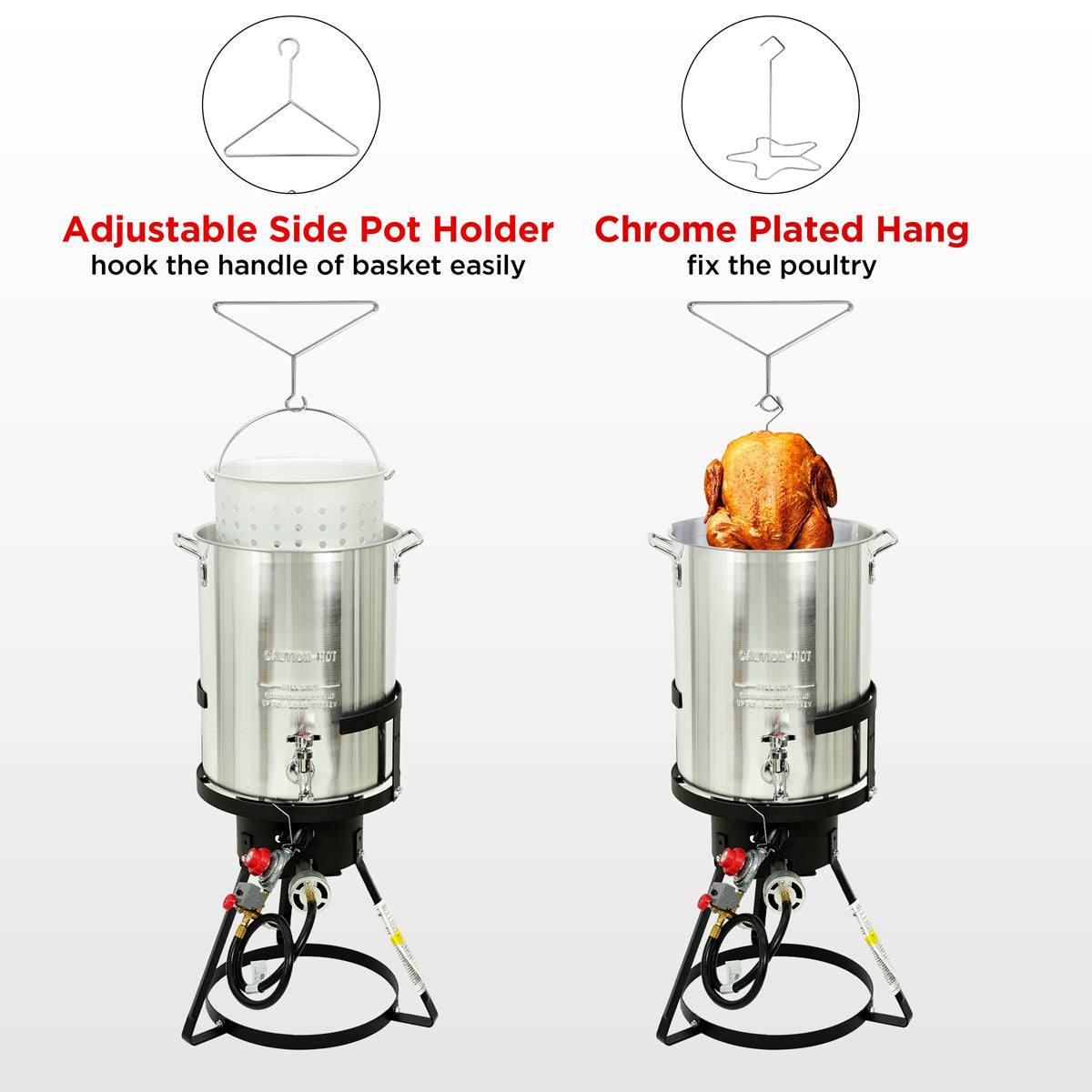 30 Qt. Turkey Deep Fryer Pot, Outdoor Turkey Boiler With Drain Spout & Propane Burner