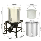 36 Qt. Turkey Deep Fryer Pot, Outdoor Turkey Boiler With Drain Spout & Propane Burner