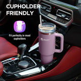 40oz Tumbler with Handle and Straw, Stainless Steel Leakproof Insulated Mug, Light Purple