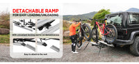 2-Bike Hitch E-bike Rack with Ramp, Fat Tire Electric Bike Carrier, 200 LBS Capacity, Fits 2'' Receiver