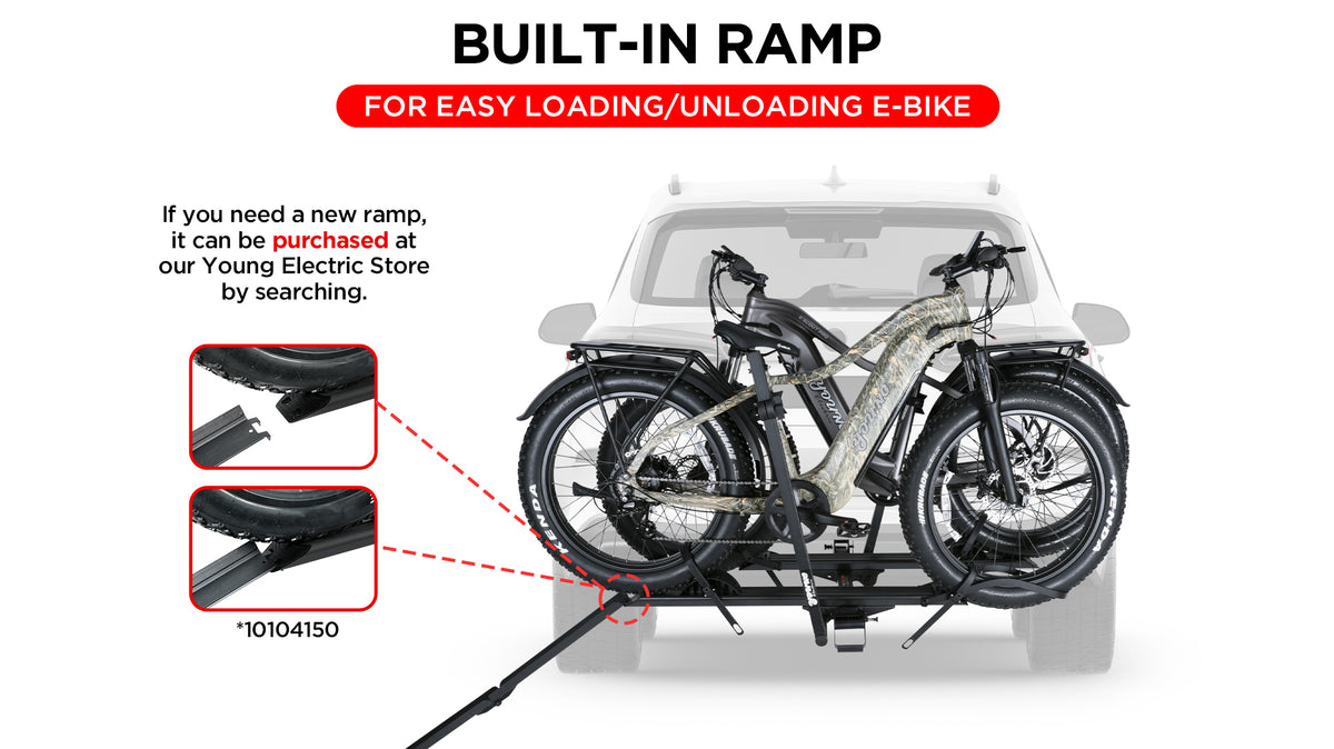 2-Bike Hitch Electric Bike Rack with Ramp, Folding Fat Tire E-Bike ...