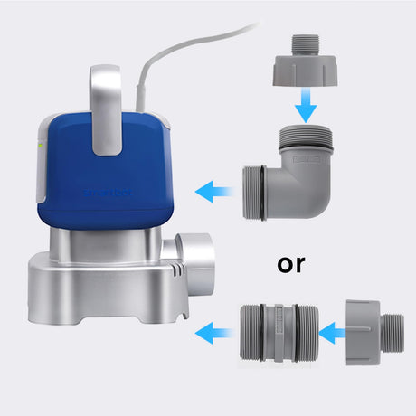 Submersible Pool Pump (Blue), Flow Rate 3600 GPH, Max Lift 30 Ft, 1/2 HP, 6 Hose Kit, Automatic Switch