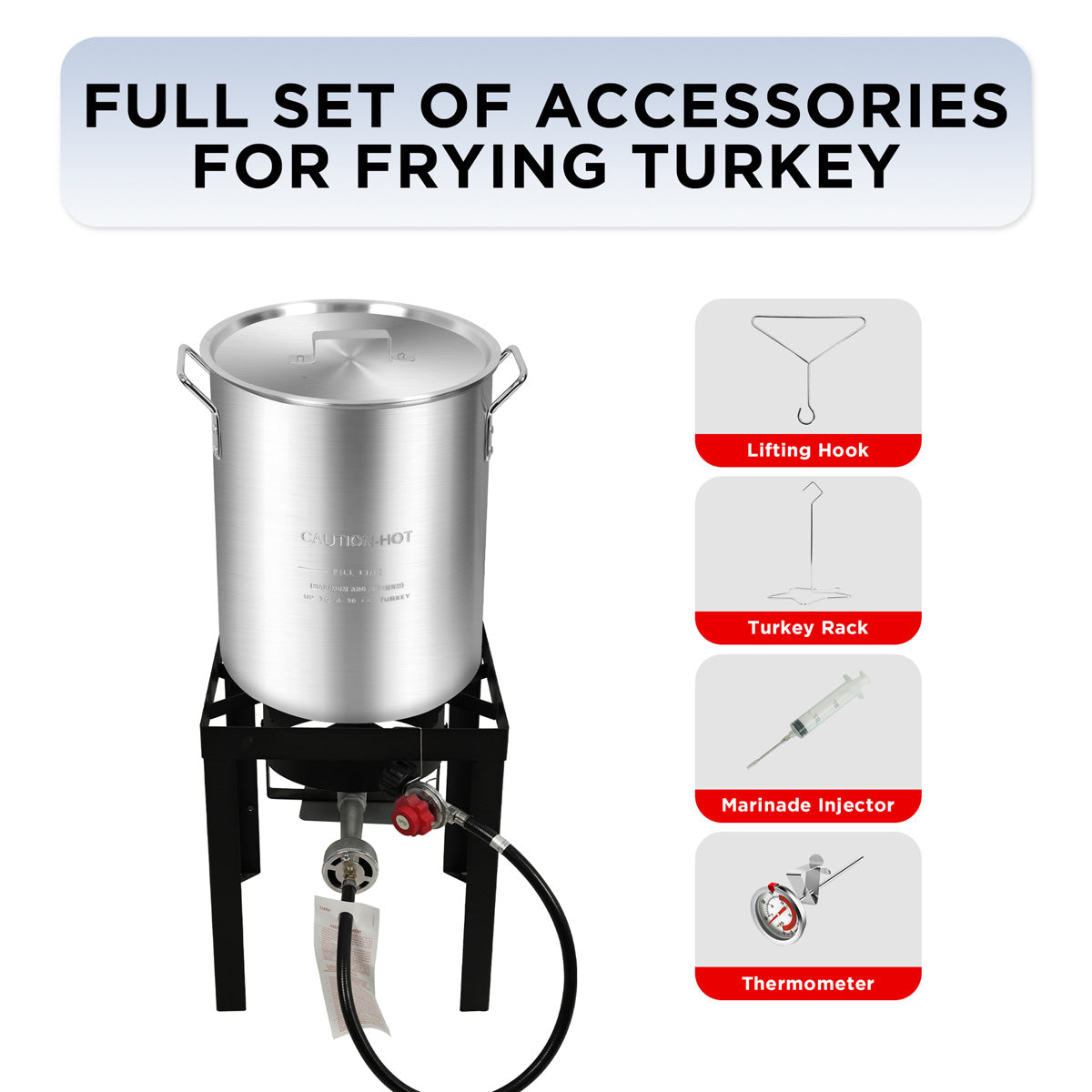 30 Qt Propane Turkey Fryer with 10 Qt Fish Fryer, Steamer & Boiler Set