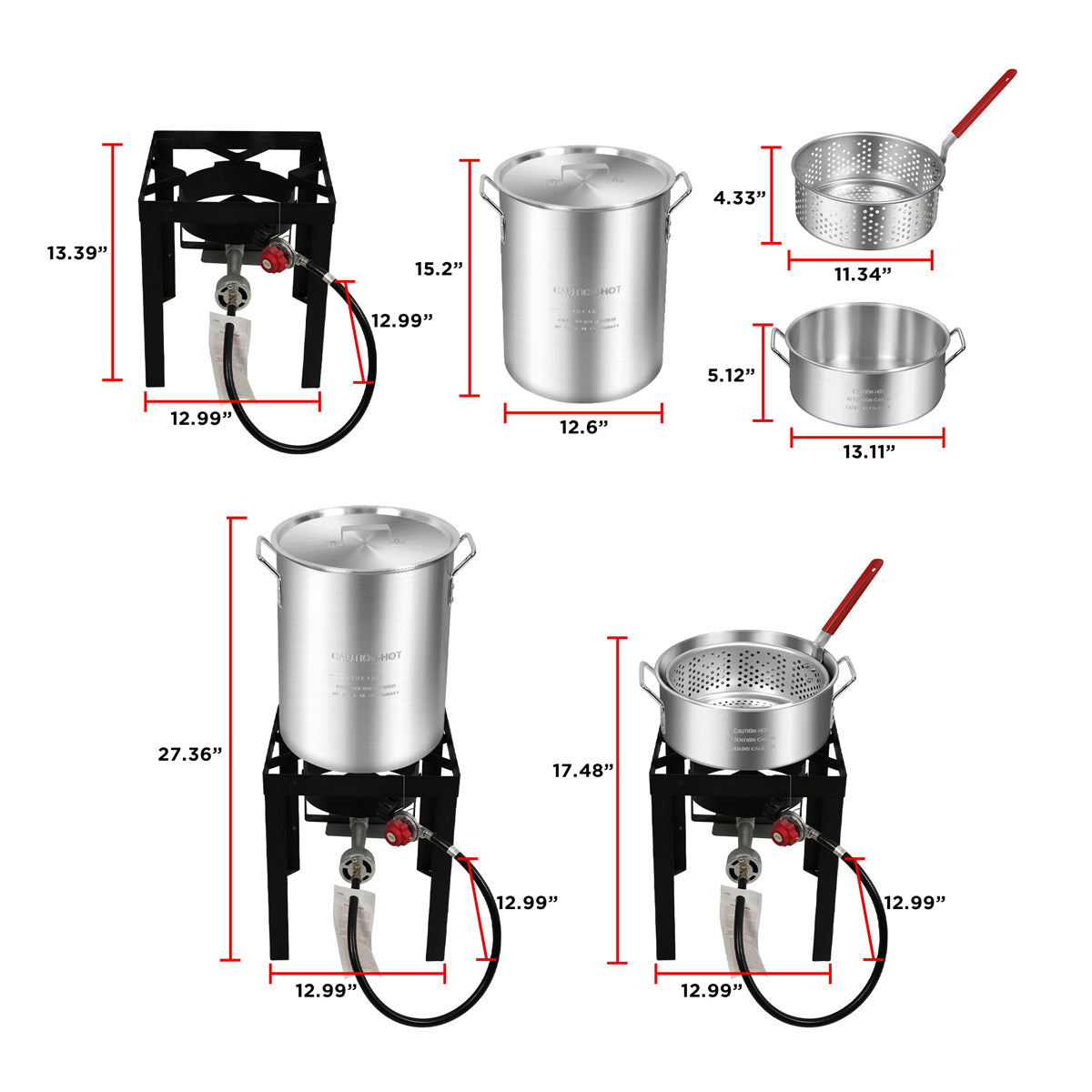 30 Qt Propane Turkey Fryer with 10 Qt Fish Fryer, Steamer & Boiler Set