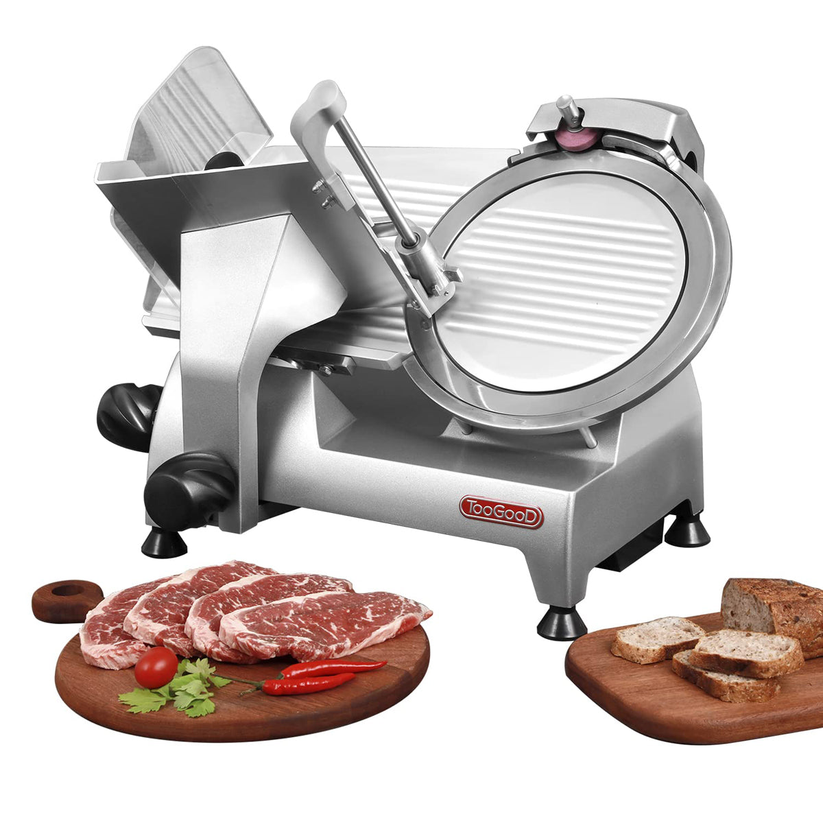 180W 1/4 HP Electric Meat Slicer, 8.7" Italian Carbon Steel Blade, for Meat Cheese Bread