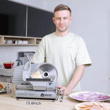 180W Electric Meat Slicer for Home Use, Deli Slicer with 7.5" Blade, Silver, Adjustable Thickness