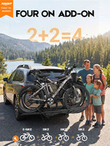 2+2 Add-On Hitch E-bike Rack, Expandable 4-Bike Carrier, 250 LBS Capacity