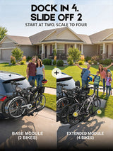 2+2 Add-On Hitch E-bike Rack, Expandable 4-Bike Carrier, 250 LBS Capacity