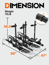 2+2 Add-On Hitch E-bike Rack, Expandable 4-Bike Carrier, 250 LBS Capacity