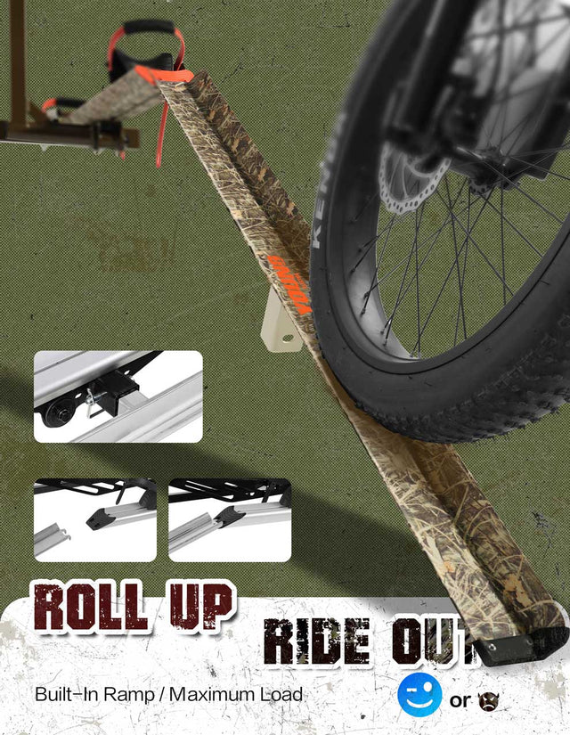 E Bike Rack Ramp 2-Bike Hitch E-bike Rack with Ramp, Fat Tire Electric Bike Carrier, 200 ...